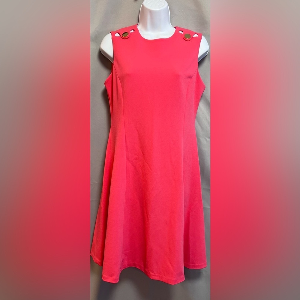 Calvin Klein‎ Dress Women’s Sz 6 Coral Fit & Flare Sleeveless